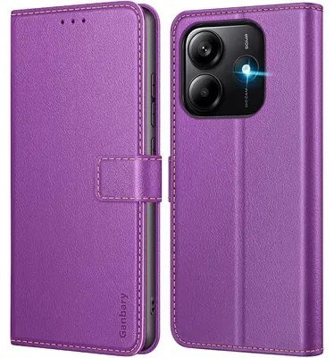 Productafbeelding van Telefoonhoesje voor de Note 14 5G, flippercase met kaarthouder, kleur paars, geschikt voor de Redmi Note 14 5G