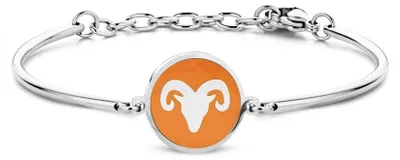 Produktbild von CO88 Collection Zodiac 8CB-90322 Stahlarmband mit Anhänger – Sternzeichen Widder 15 mm – Einheitsgröße – Silberfarben / Dunkelorange