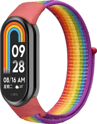 Produktbild von Gewebtes Nylon Loop Uhrenarmband für Xiaomi Mi Band 8, Farbe:Regenbogen