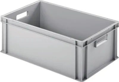 Immagine prodotto di Contenitore impilabile per il trasporto L600xL400xH220mm senza coperchio PP grigio chiaro maniglie aperte