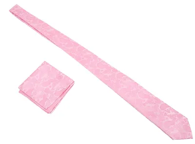 Produktbild von Herren-Krawatten-Taschentuch-Set mit rosa Aufdruck, klassisches Krawatten-Set für Geschäftstreffen, Partys, Hochzeiten
