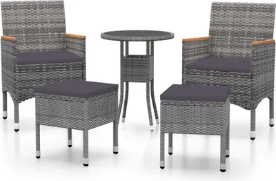 Obrázek produktu pro vidaXL 5dílná zahradní lehátková souprava Poly Rattan Grey