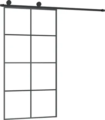Produktbild von vidaXL Schiebetür mit Beschlag 102,5x205 cm ESG-Glas & Aluminium