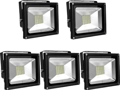 Produktbild von Greenmigo 5x 30W SMD Fluter Strahler Warmweiß Schwarz Aluminium Gehäuse IP65 Wasserdicht LED Lampe Wandleuchter Flulicht Flutbeleuchtung LED Gartenlampe Außenstahler