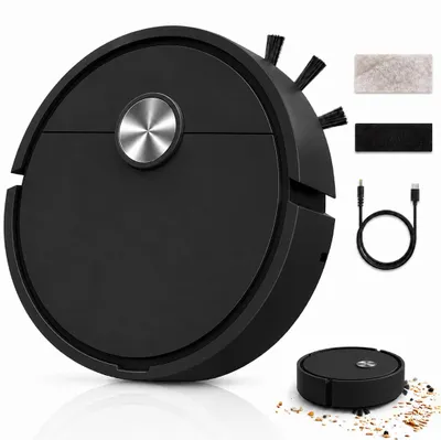 Productafbeelding van 1 x zwarte robotstofzuiger 2-in-1, mini-stofzuiger met stil 40 dB en sterke zuigkracht