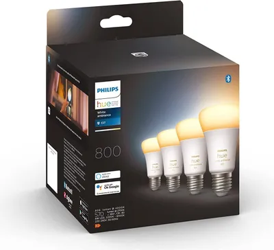 A product box for Philips Hue smart bulbs.