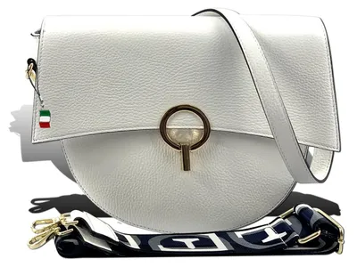 Produktbild von Florence Leder Tasche Damen Umhängetasche Citytasche weiß 30x8x22cm inklusive Italien Flagge D2OTF824W