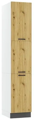 Productafbeelding van Keukenwandkast - 40 x 213,3 cm - Artisan eikenhout en asgrauw - Universele frontmontage