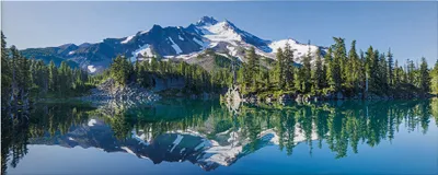 Produktbild von Leinwandbild Landschaften 40 x 100 cm - Wandbild Blau Grün - Keilrahmen Berge See Wohnzimmerdeko Wanddeko Wandgemälde