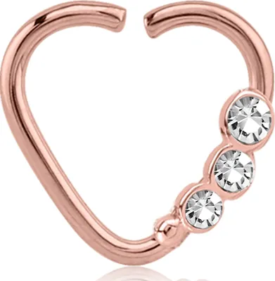 Produktbild von viva-adorno Knorpel Piercing Herz Kristall Ohrpiercing Helix Cartilage Tragus 316L Chirurgenstahl verschiedene Farben Z490,Herz 3x rosegold / klar