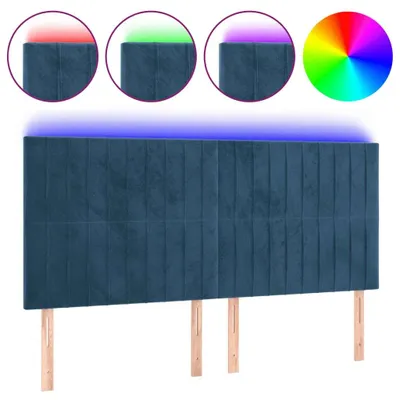 Obrázok produktu pre Čelo postele s LED tmavomodré 160x5x118/128 cm zamat