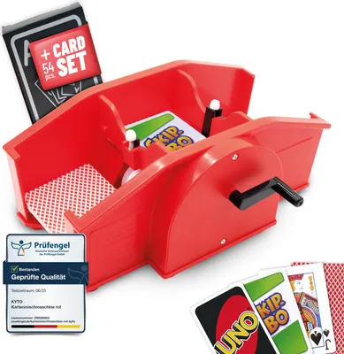 Produktbild von Kyto Manuelle Kartenmischmaschine rot inkl. 1x Spielkarten - Karten-Mischer