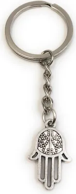 Produktbild von Onwomania Schlüsselanhänger Hand gepunktet Steine Silber Metall Anhänger Charm