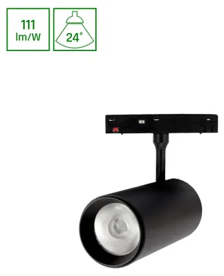 Produktbild von BASIC SPOT L LED Stromschienenstrahler 48V 20W 24° Warmweiß 2700K Schwarz