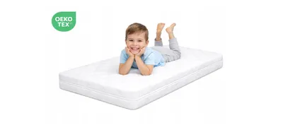 Produktbild von Kindermatratze 160x80x10 cm | Schaumstoffmatratze H2 Mittelharrt | Atmungsaktive Babymatratze mit gestepptem Bezug | Allergikergeeignet