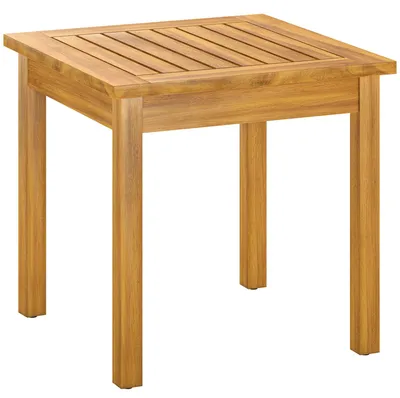 Produktbild von Beistelltisch 48 x 48 cm wetterfest Gartentisch mit Lamellendesign verstellbaren Füßen, quadratisch