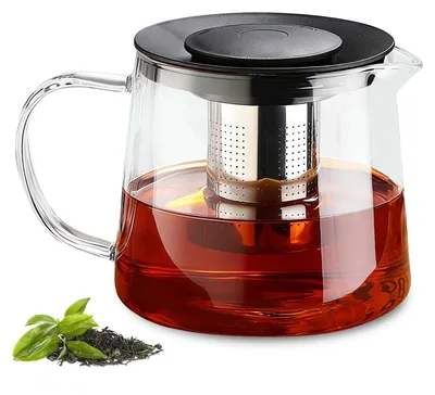 Glaskanne 1500 ml mit Sieb, Borosilikatglas, spülmaschinengeeignet