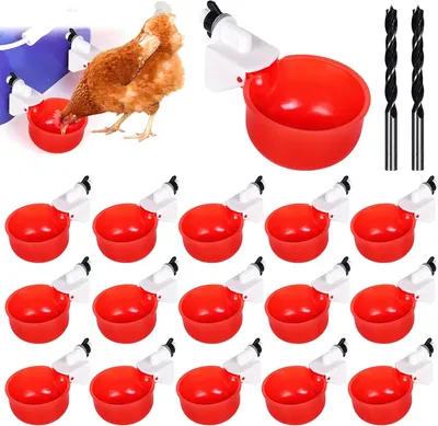 Obrázek produktu pro Sada 16 automatických napáječek pro kuřata s vrtákem, automatická napáječka pro drůbež, kachny, husy a krůty