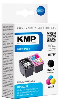 Produktbild von KMP 1763,4005, Schwarz, Cyan, Magenta, Gelb, 12,9 ml, 9,7 ml, 2 Stück(e), 600 Seiten, Multipack