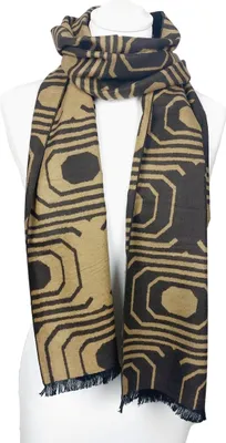 Produktbild von Winterschal Seidenflanell braun Retro - sanft wie Kaschmir 100% Seide