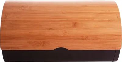 Produktbild von KADAX Brotkasten aus Stahl "Narni". Brotbox, Brotbehälter, 38 cm, Schwarz mit Bambusdeckel