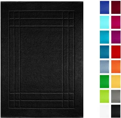 Immagine prodotto di Tappetino da bagno Unyqoos® 50 x 70 cm, 100% cotone – nero, assorbente e morbido, ideale per un bagno moderno e confortevole