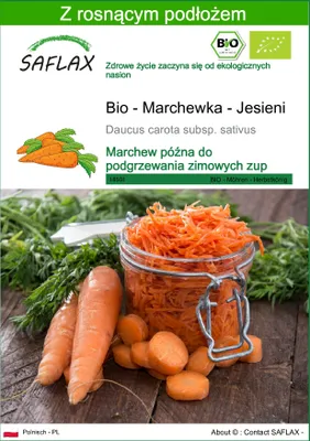 Zdjęcie produktu dla SAFLAX - Bio - Marchewka - Jesieni - 1000 Nasiona - Z podłożem uprawowym wolnym od zarazków - Daucus carota subsp. sativus
