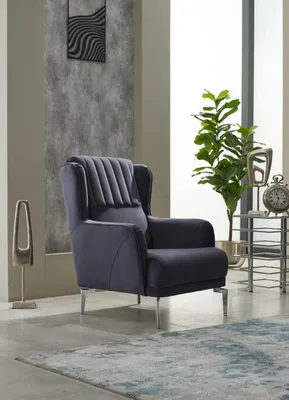 Produktbild von Polstersessel Sessel Wohnzimmer Einsitzer Stoff Grau Sitzer Design Möbel