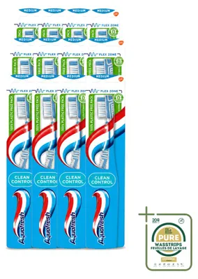 Produktbild von 12 x Aquafresh Clean Control Zahnbürste Medium - Vorratspackung - 12 Stücke
