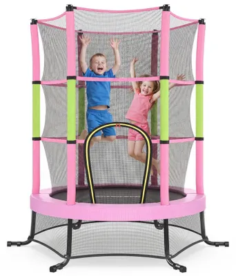 Produktbild von Kindertrampolin mit Sicherheitsnetz und Randabdeckung | Rosa | 174x174x189 cm