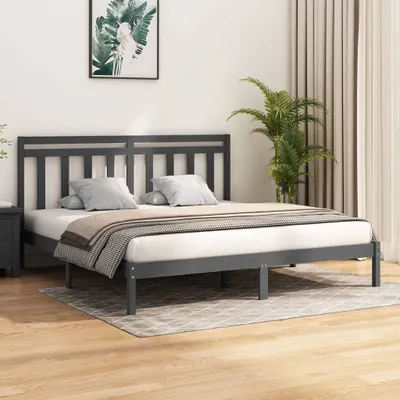 Image de Maison Exclusive - Cadre de lit sans matelas gris 200x200 cm bois massif