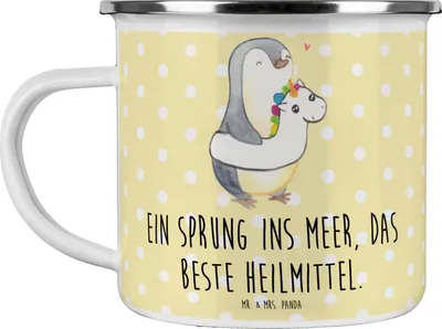 Produktbild von Mr. & Mrs. Panda becher emaille Sommermeerheilkraft - Gelb Pastell - Geschenk, Küste, Lebensfreude, Sommerferien Abschiedsgeschenk, Teetasse, Geschenke, Emotionen, Pott