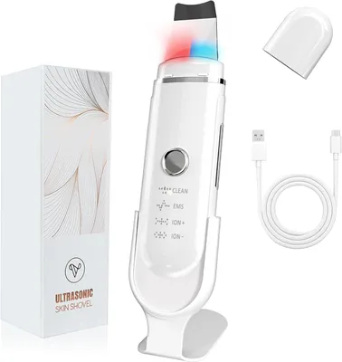 Produktbild von Skin Scrubber, Ultraschall Porenreiniger mit 4 Modi, rotes und blaues Licht, für Gesichtsreinigung