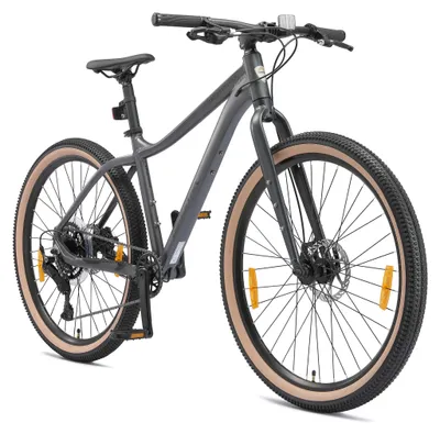 Produktbild von BIKESTAR Alu Mountainbike ab 13 Jahre | 27 Zoll City Bike Fahrrad, 9 Gänge Shimano, Scheibenbremse, Anthrazit