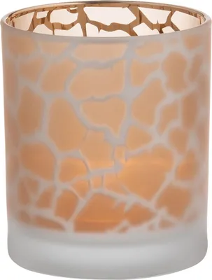 Produktbild von INNA-Glas Votivglas SENGA, Giraffenmuster, matt-Gold, 10cm, Ø9cm - Kerzenhalter