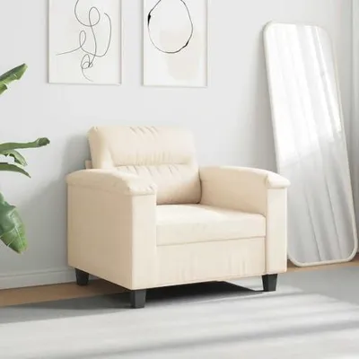 Produktbild von Beiger Sessel mit 60 cm Sitzbreite aus Mikrofasergewebe, Metallgestell und Schaumstoffpolsterung für das Wohnzimmer