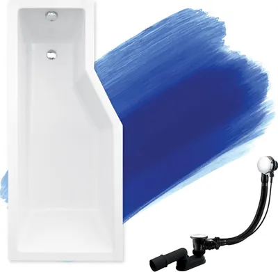 Produktbild von BADLAND Eckbadewanne Badewanne Integra LINKS 150x75 mit Glasabtrennung, Ablaufgarnitur und Füßen GRATIS ohne Verkleidung