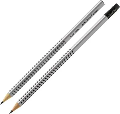 Two pencils are shown diagonally on a white background.