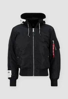 Zdjęcie produktu dla ALPHA INDUSTRIES MA-1 ZHP Męska kurtka bomber z kapturem, Rozmiar:S, Alpha Industries Kolory:Czarny