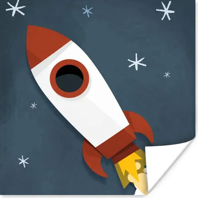 Produktbild von MuchoWow® Poster Illustration - Rakete - Kinder 75x75 cm - Wand Dekoration