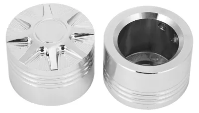 Image de 2 cache-écrous pour axe avant de moto, en alliage d'aluminium, compatibles avec les modèles VRSC Touring et Trike