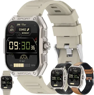 Produktbild von SGDDFIT GPS Smartwatch Herren 1.83 Zoll AMOLED Fitnessuhr mit Telefonfunktion 100 Sportmodi Herzfrequenz Schlafmonitor 5ATM Wasserdicht Android iOS