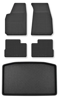 Zdjęcie produktu dla Dywaniki gumowe + mata bagażnika do Peugeot 106 2000-2003 (hatchback) – czarne, dobierane – Wielganizator Semi-Universal