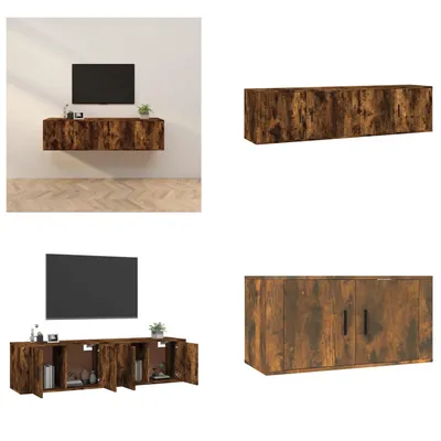 Produktbild von vidaXL TV Wandschränke 2 Stk. Räuchereiche 80x34,5x40 cm - TV-Wandschrank - TV-Wandschränke - TV-Schrank - TV-Konsole