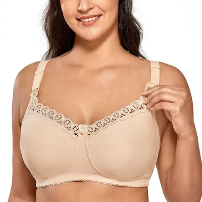 Immagine prodotto di Reggiseno allattamento taglie forti - Senza ferretto - Coppe in cotone - Spalline regolabili - Clip per allattamento - Vestibilità confortevole - Reggiseno per gravidanza