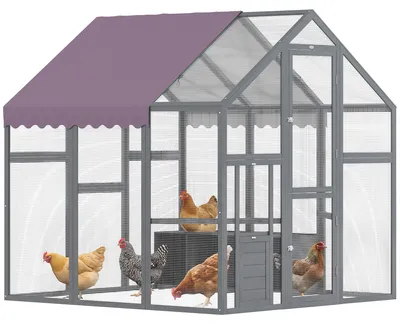 Image de Enclos pour poules, poulailler avec toit imperméable, 2 nichoirs, 2 perchoirs, pour 6-8 poules, environ 1,7 x 1,8 x 1,8 m