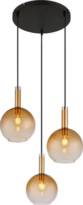 Produktbild von LED Hängeleuchte, schwarz, messing 3 flammig, H 150 cm