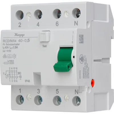 Produktbild von Fi-Schalter Fehlerstromschutzschalter 2/4 polig 16A 25A 40A Kopp 4-polig 40A 0,5A