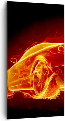 Produktbild von Bild auf Leinwand - Leinwandbild - Auto Feuer Illustration - 55x100cm - Wand Bild - Wanddeko - Leinwanddruck - Bilder - Kunstdruck - Wanddekoration - Leinwand bilder - Wandkunst - PA55x100-0204