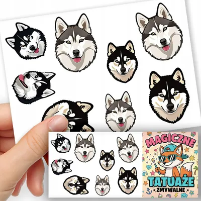 Produktbild von ABWASCHBARE KINDERTATTOOS TEMPORAER - Hunde Rasse HUSKY - 8 St.